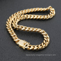 12 mm Hip Hop Rock 18k Gold plattiert kubanische Kettenschloss Weiß Diamant Edelstahl Schmuck Halskette Armband